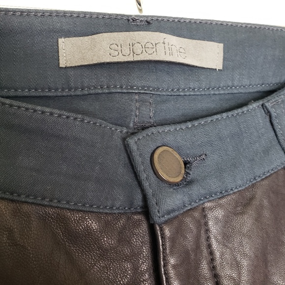 Superfine Blue Black Leather Pants - Picture 2 of 5